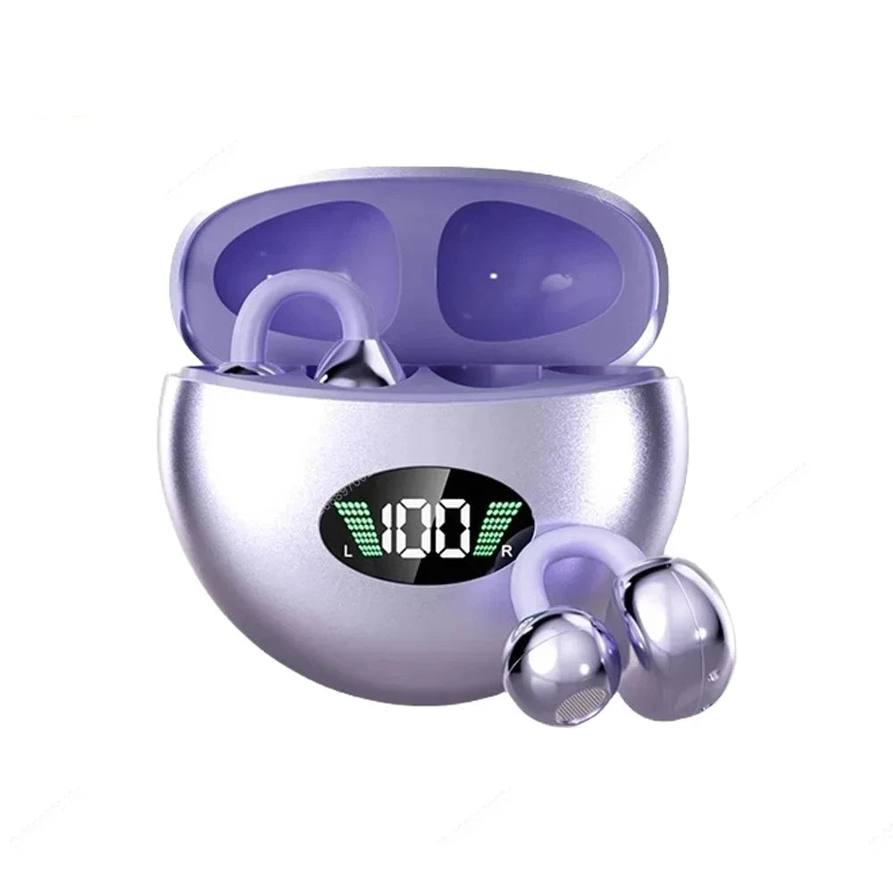 Wireless Bluetooth Clip-on Earbuds Led Display Headphones
