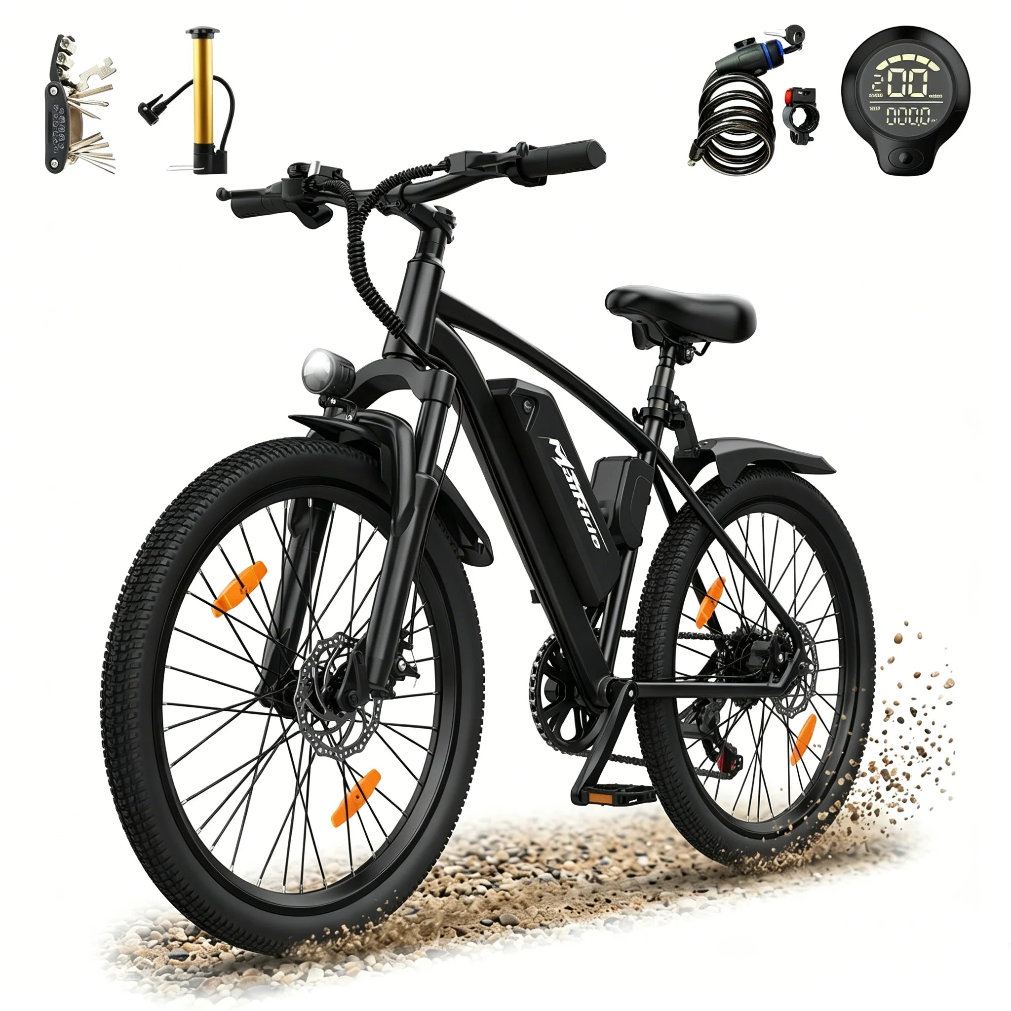 Aairsk Q7 26Inch Electric Bike Removable battery 36V 10Ah, ngine 250 W suitable for tous terrain, maximum speed 25 km/h, double suspension, maximum load 150 kg, electric bike for adults
