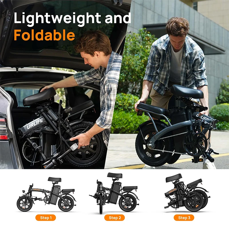 Electric bike foldable Urlife F1L 14 inch 500W 7.5Ah with removable battery