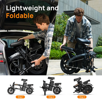 Electric bike foldable Urlife F1L 14 inch 500W 7.5Ah with removable battery