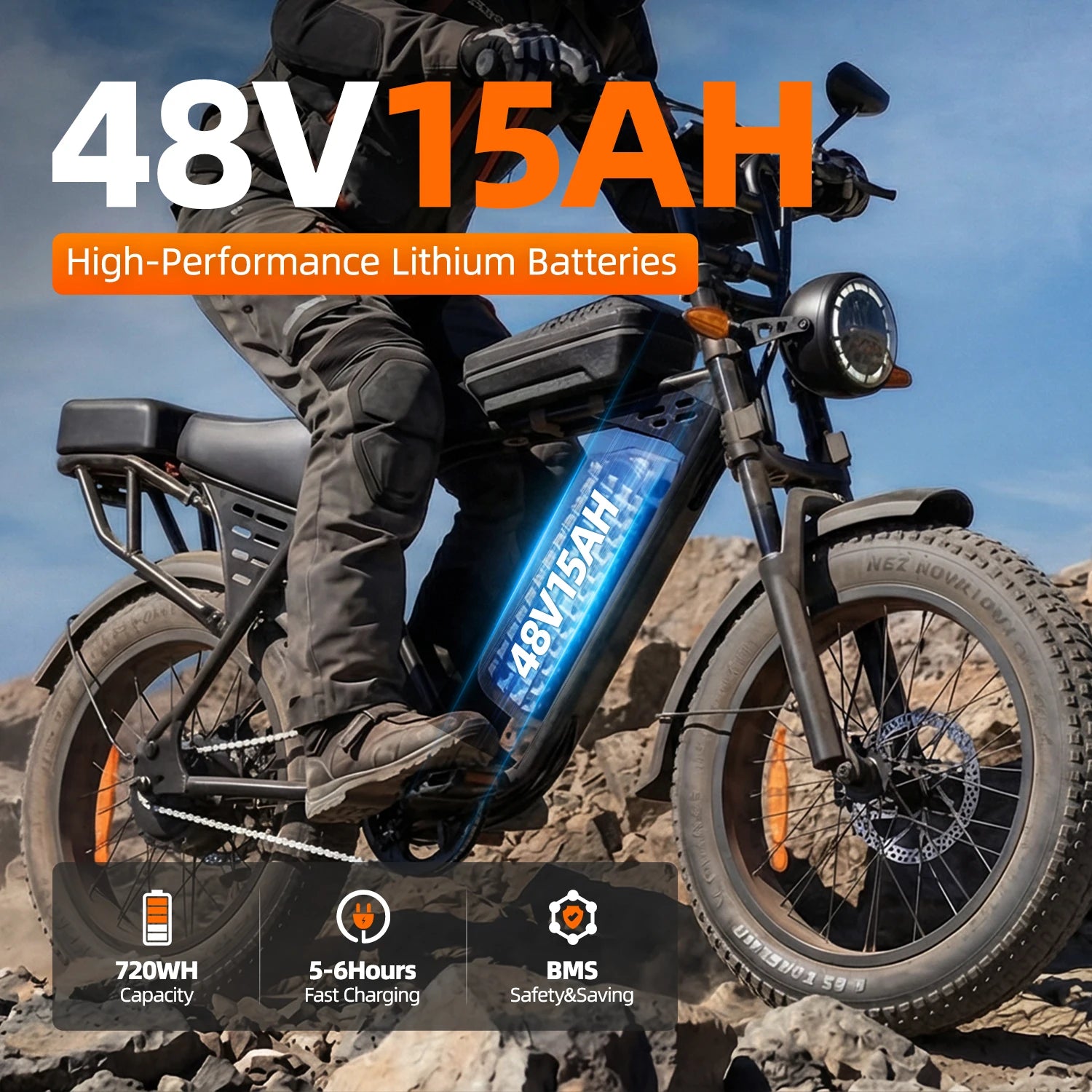 Electric bike Aairsk X5 20 x Compact Fatbike, removable battery 48V 15Ah on 80 km autonomía, Sous-Sous trunk, motor of 250W a 25 km/h, frenos de disco, painting of acero, E-BIKE