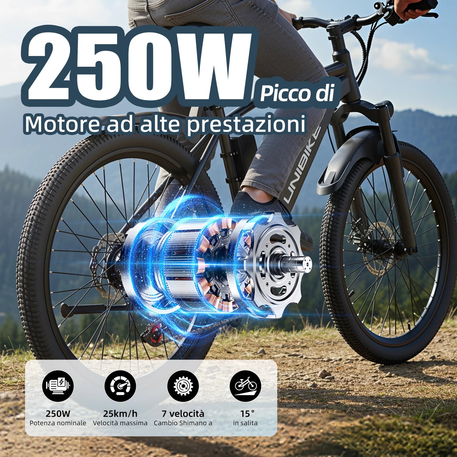 Aairsk Q7 26Inch Electric Bike Removable battery 36V 10Ah, ngine 250 W suitable for tous terrain, maximum speed 25 km/h, double suspension, maximum load 150 kg, electric bike for adults