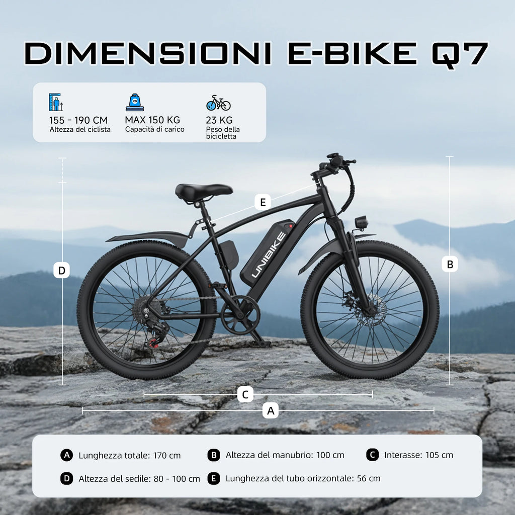 Aairsk Q7 26Inch Electric Bike Removable battery 36V 10Ah, ngine 250 W suitable for tous terrain, maximum speed 25 km/h, double suspension, maximum load 150 kg, electric bike for adults