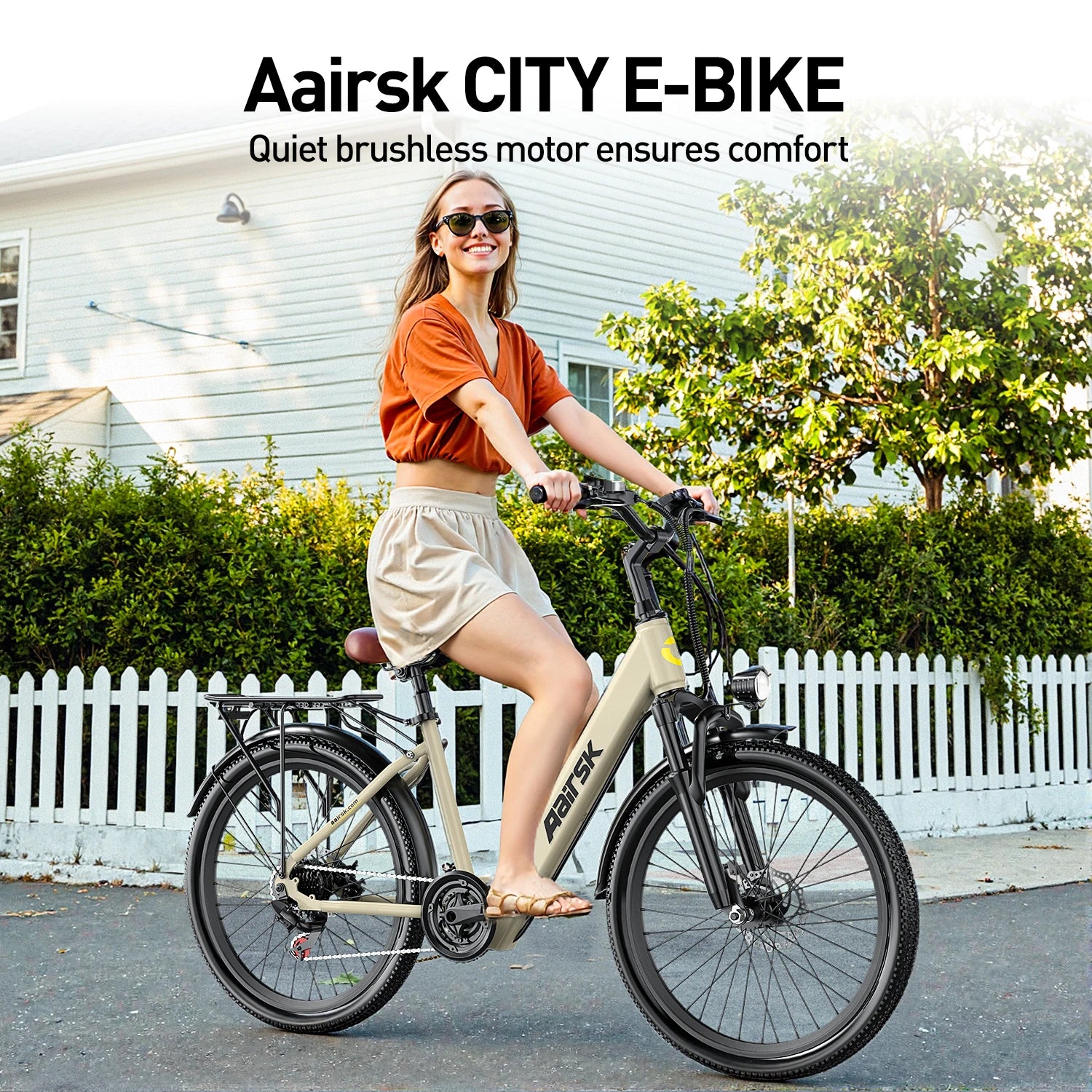 Electric bike Aairsk SU7 24 "Urban-range not 60KM from motor W battery 36V 13Ah front shock-shock-shock, daily comfort and reliability