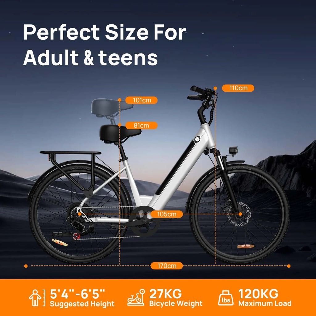 Suburban Electric bike Urlife E26, 26 inch, removable battery 36V 13Ah, 32 km/h, Electric bike for adults, commuting
