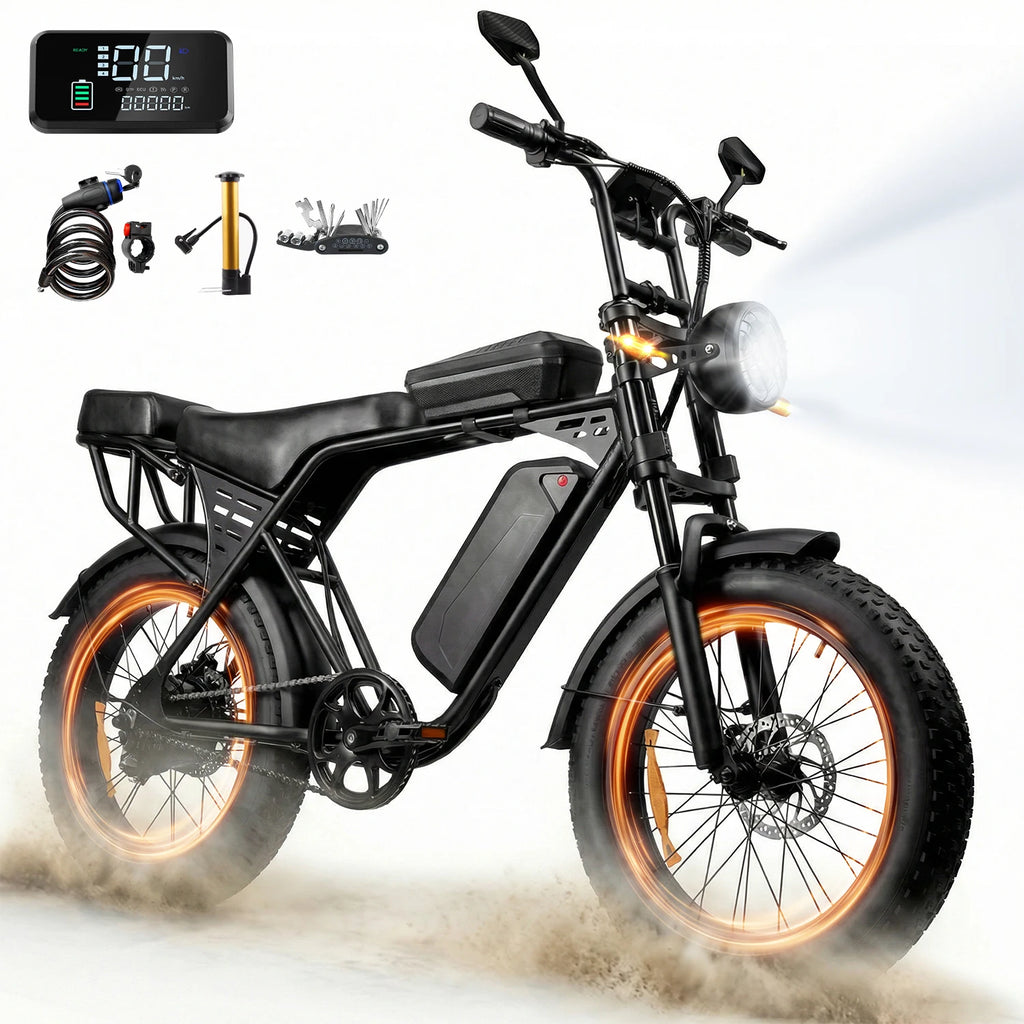 Electric bike Aairsk X5 20 x Compact Fatbike, removable battery 48V 15Ah on 80 km autonomía, Sous-Sous trunk, motor of 250W a 25 km/h, frenos de disco, painting of acero, E-BIKE