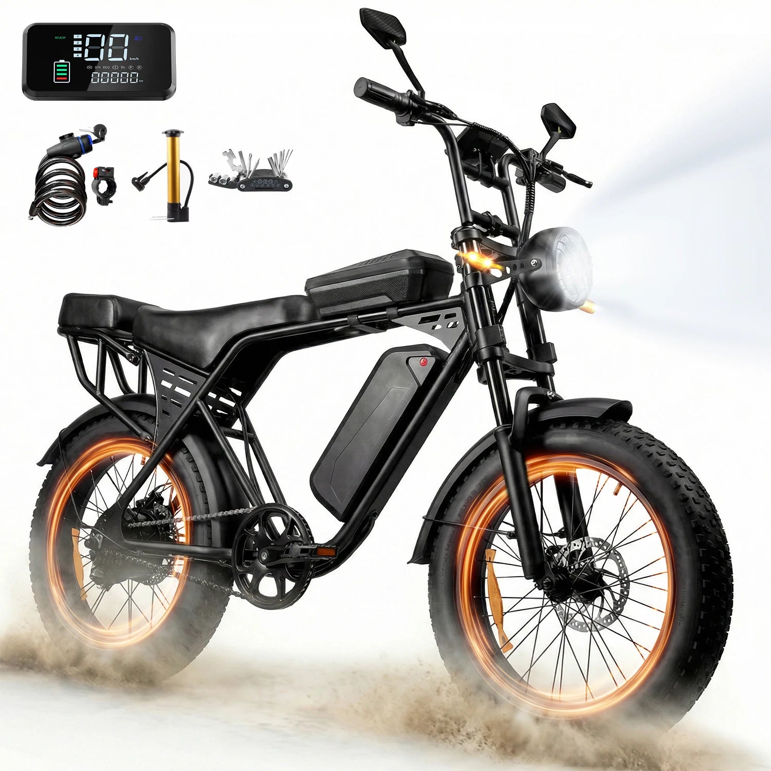 Electric bike Aairsk X5 20 x Compact Fatbike, removable battery 48V 15Ah on 80 km autonomía, Sous-Sous trunk, motor of 250W a 25 km/h, frenos de disco, painting of acero, E-BIKE