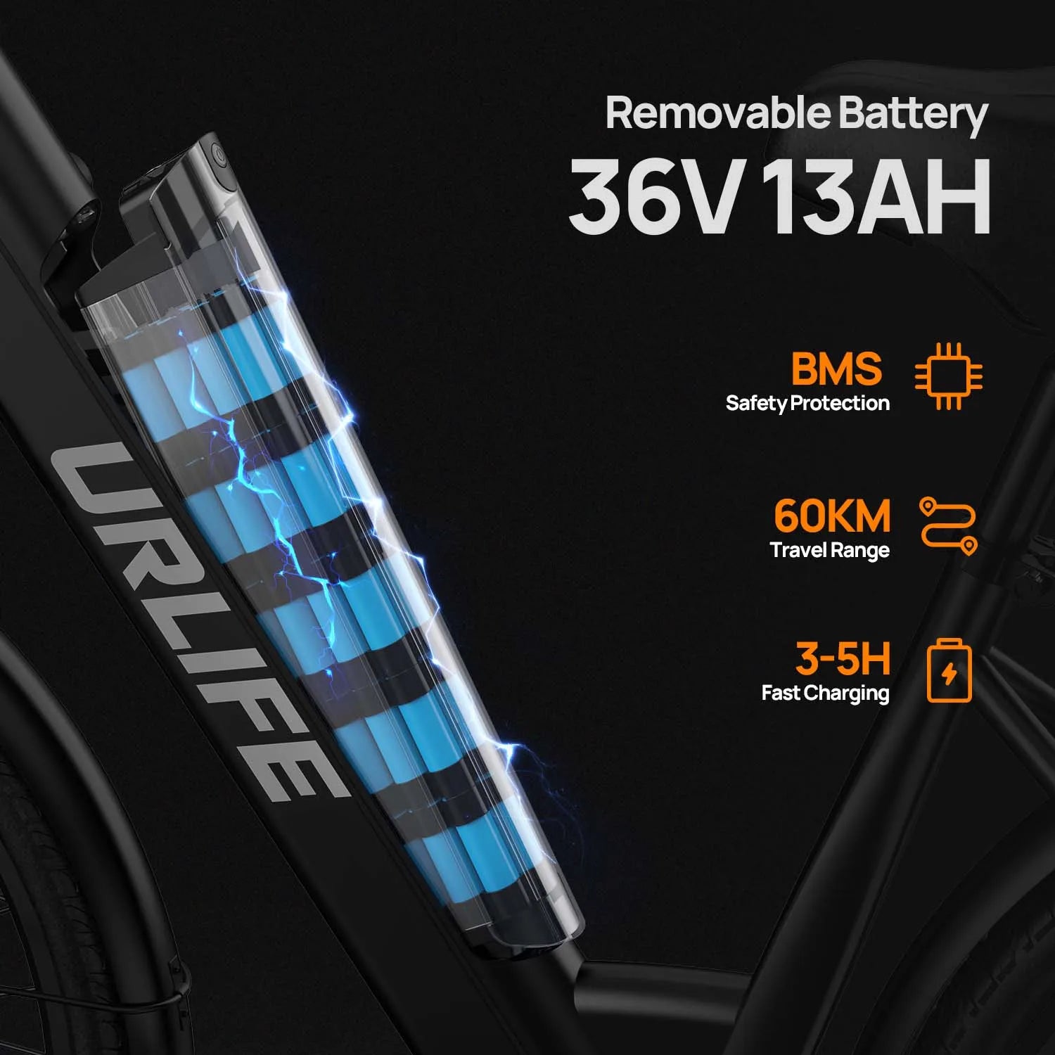 Suburban Electric bike Urlife E26, 26 inch, removable battery 36V 13Ah, 32 km/h, Electric bike for adults, commuting