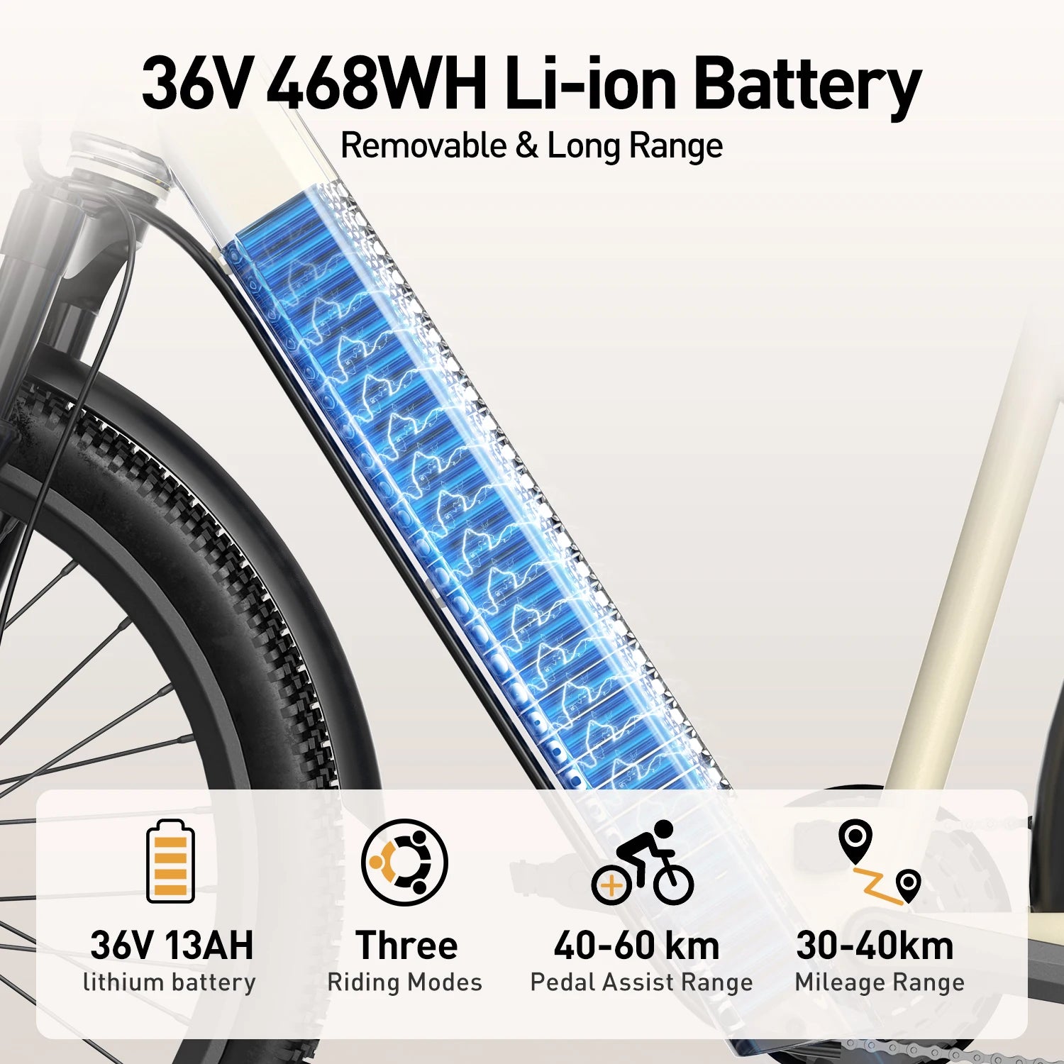 Electric bike Aairsk SU7 24 "Urban-range not 60KM from motor W battery 36V 13Ah front shock-shock-shock, daily comfort and reliability