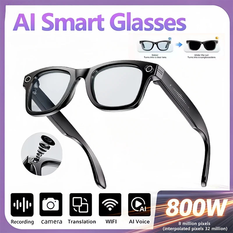 AI Smart Glasses with 8MP Camera Video Recording 100+ Languages Translation Sunglasses Bluetooth Call Music Play Men Women 2026