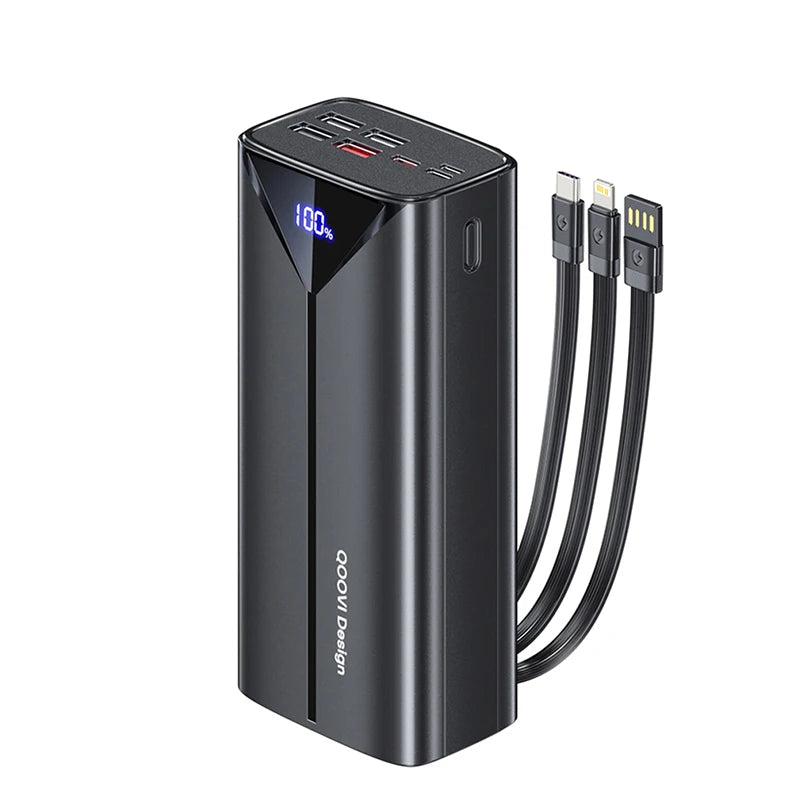 Power Bank 22.5W 30000mah Fast Charging Built-in Cable External Large Battery Portable Charger For iPhone Samsung Xiaomi