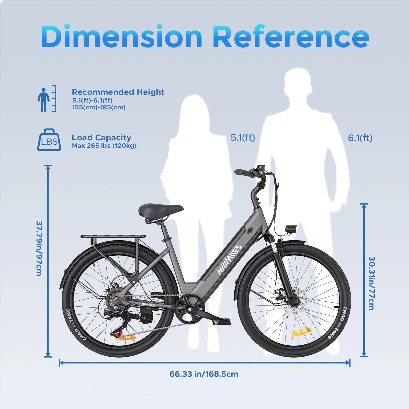 Electric bike HillMiles MileCity 1, 26-inch step-through electric bike, E-bike with a range of 120 km, 250W motor, 36V 13Ah battery, 25 km/h top speed, 7-speed gears, disc brakes, electric bike for urban commuting, shipped from Italy