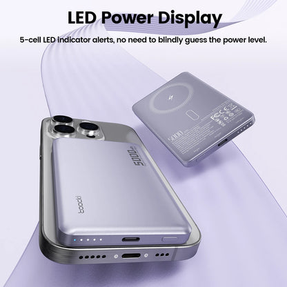 Toocki Magenetic PowerBank 5000mAh 15W Wireless Charging for Magsafe PD 20W Extenal Battery for iPhone 17 16 15 14 13 Pro Max