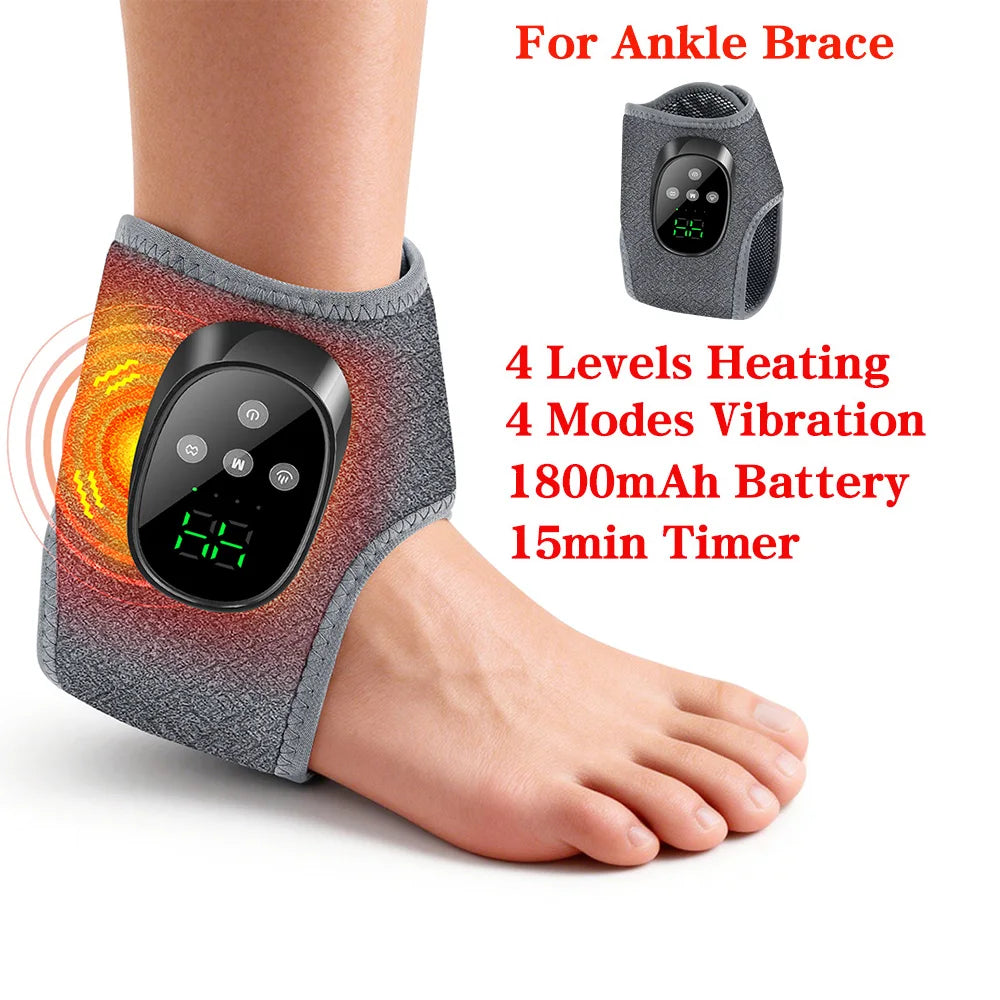 Electric Foot Heat Massager Hot Compress Vibration Health Care Ankle Massage Wrap for Joint Protection Ankle Support Brace
