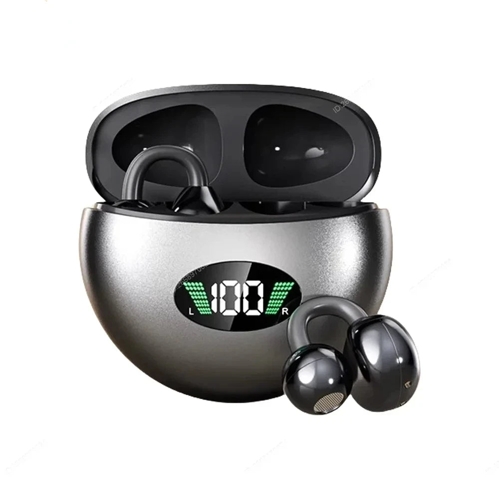 Wireless Bluetooth Clip-on Earbuds Led Display Headphones