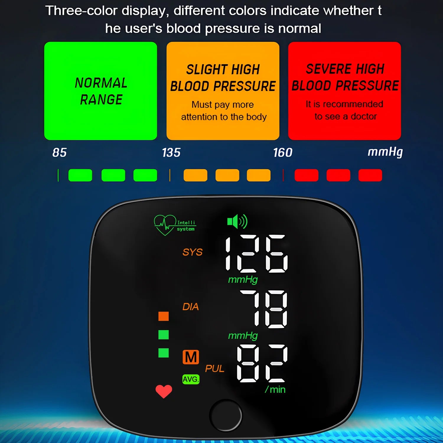 New LED Wrist Blood Pressure Monitor Rechargeable No English Voice Sphygmomanometer Tonometer BP Monitor
