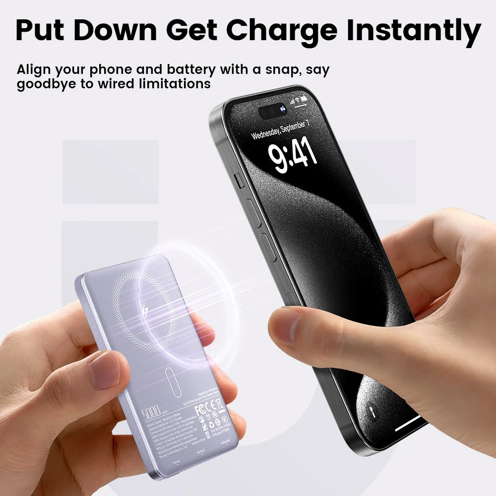 Toocki Magenetic PowerBank 5000mAh 15W Wireless Charging for Magsafe PD 20W Extenal Battery for iPhone 17 16 15 14 13 Pro Max