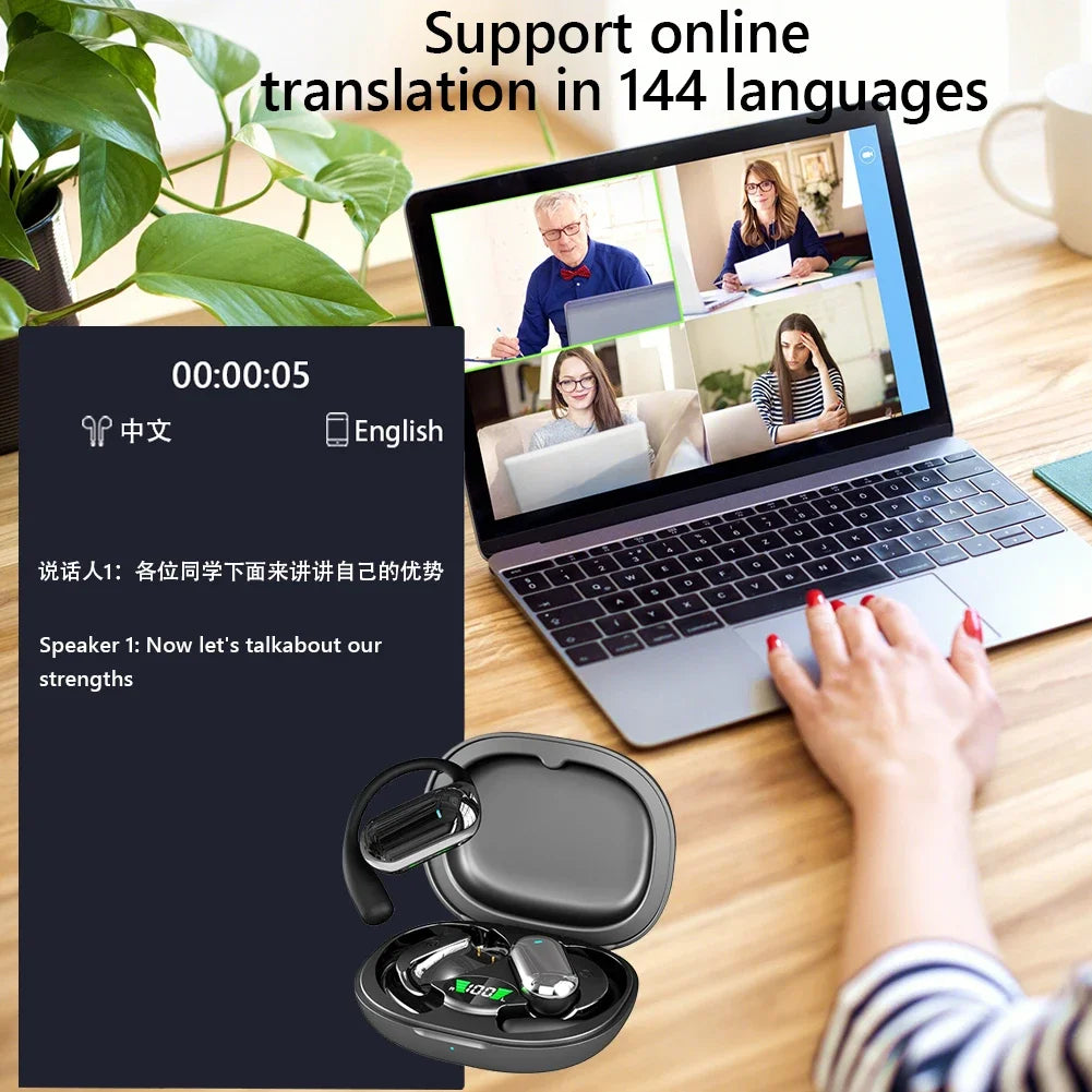 AI Translator Earbuds With 144 Languages & Noise Canceling
