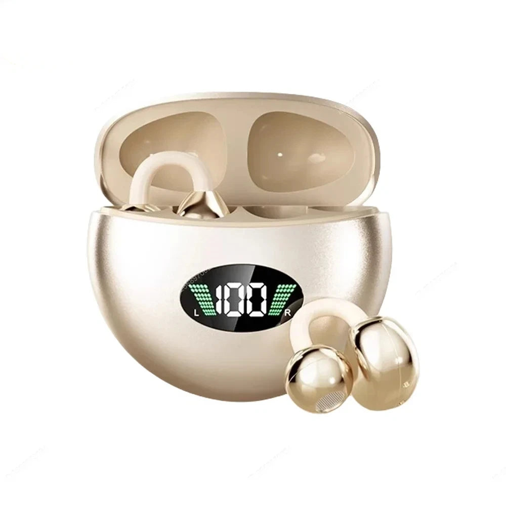 Wireless Bluetooth Clip-on Earbuds Led Display Headphones