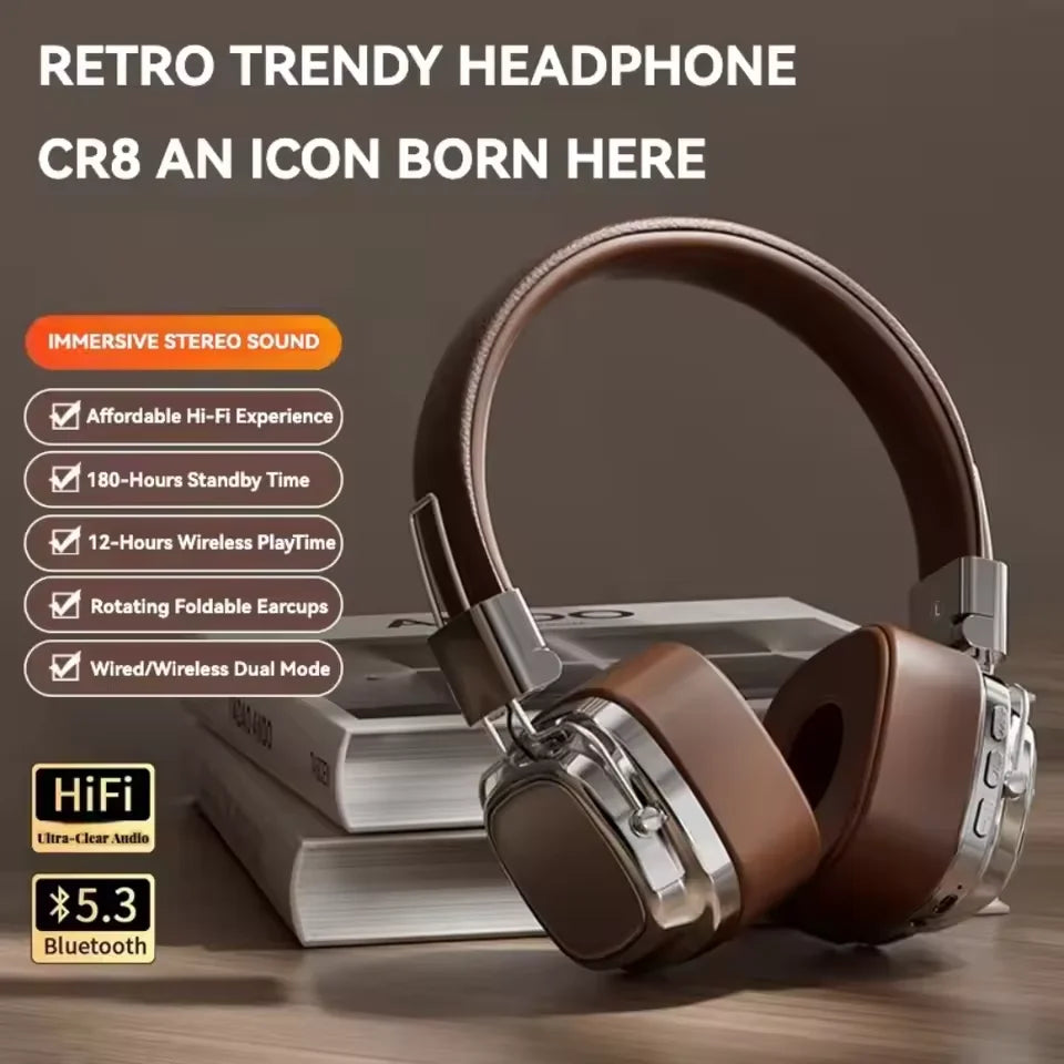 5.3 Foldable Wireless Bluetooth Headsets Headset Gamer Choice Retro Over Ear Headphones DJ Stereo Sounds Bluetooth