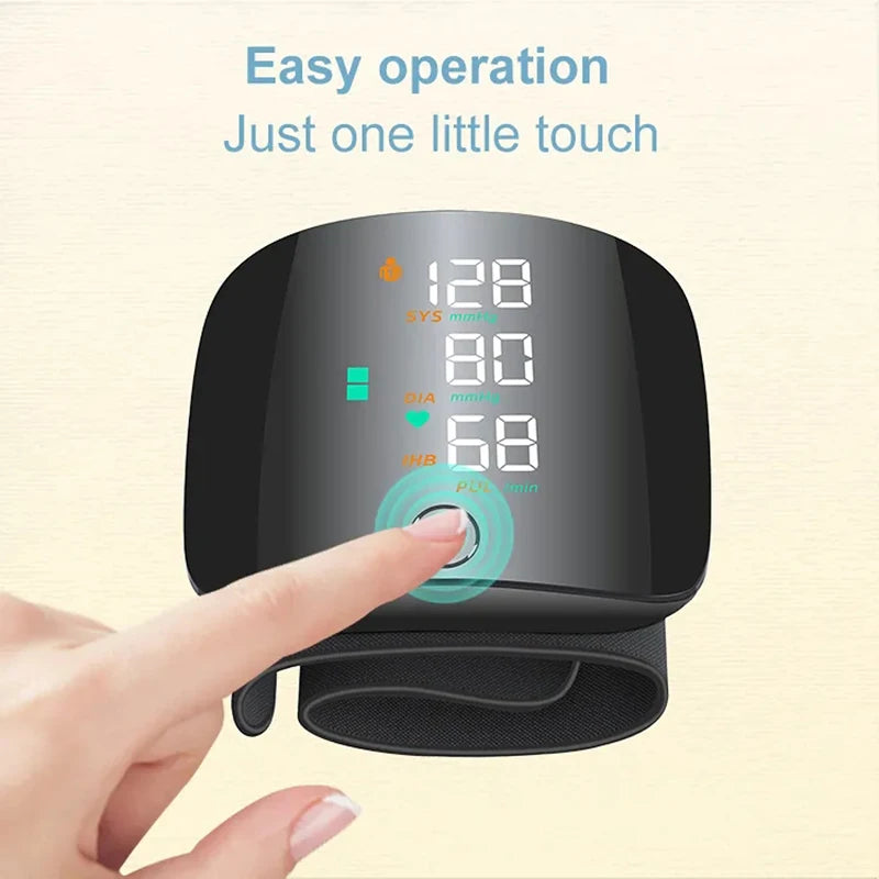 LED Wrist Blood Pressure Monitor with Voice Broadcast – Rechargeable Digital BP Monitor