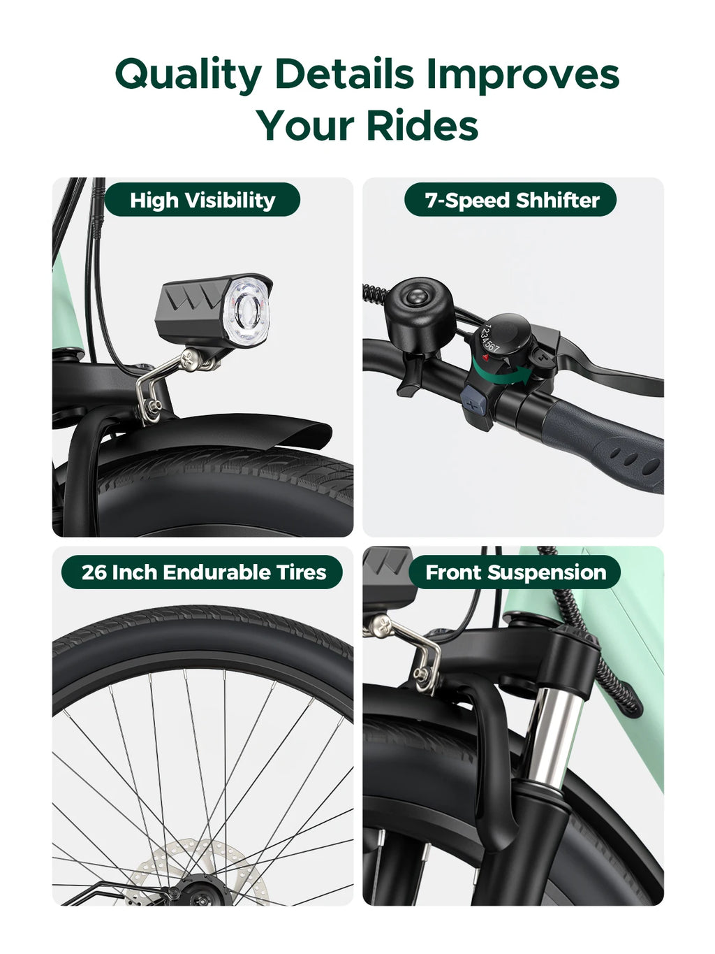 ENGWE MileCity 1 26 "E-Bike for Urban Commute, 120km Range, 250W Motor, 36V 13Ah Battery, Speed 25 km/h, 7 Gears, Disc Brakes