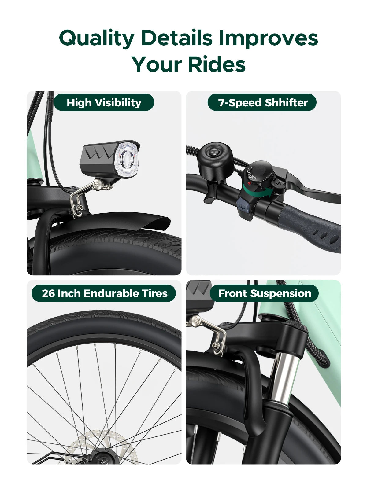 ENGWE MileCity 1 26 "E-Bike for Urban Commute, 120km Range, 250W Motor, 36V 13Ah Battery, Speed 25 km/h, 7 Gears, Disc Brakes
