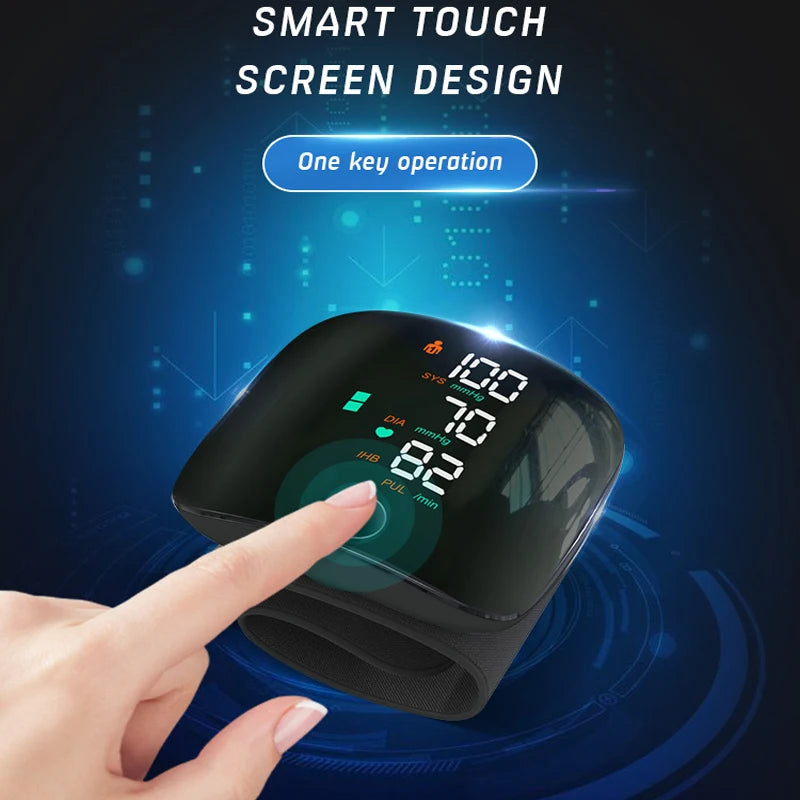 LED Wrist Blood Pressure Monitor with Voice Broadcast – Rechargeable Digital BP Monitor