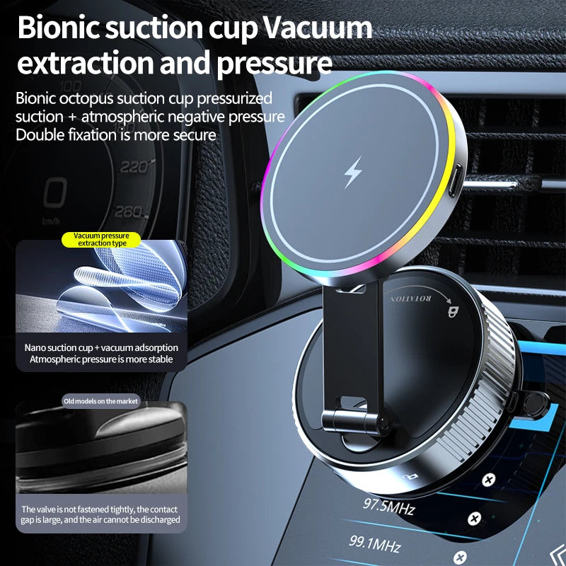 Magnetic Wireless Charger Car Phone Holder Mount 360 degree