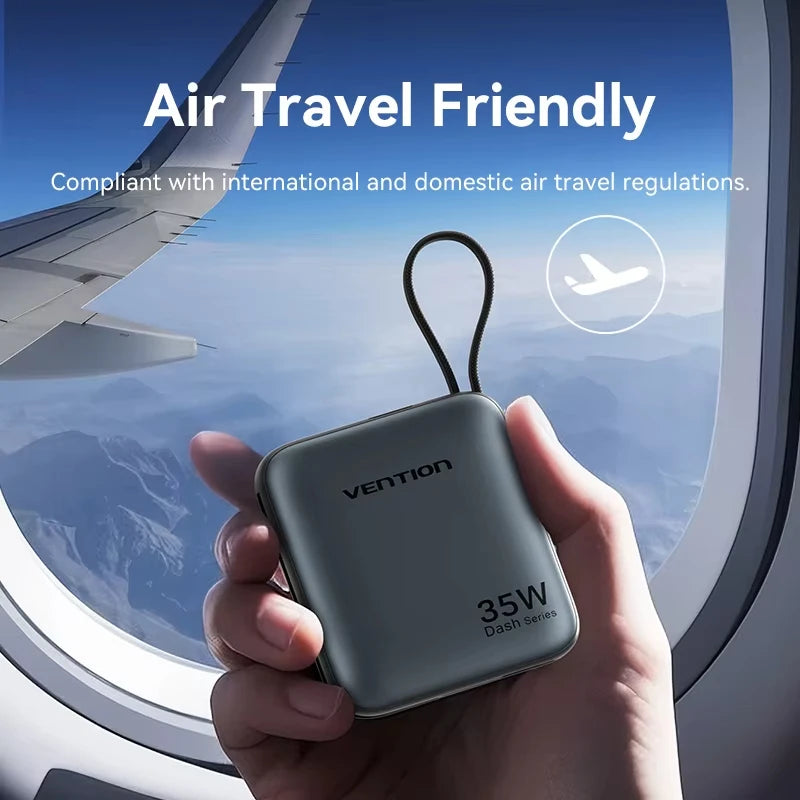 Vention 35W Mini Power Bank PD Fast Charge 10000mAh Portable PowerBank for iPhone 17 16 Pro Samsung S25 External Battery Charger