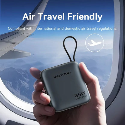 Vention 35W Mini Power Bank PD Fast Charge 10000mAh Portable PowerBank for iPhone 17 16 Pro Samsung S25 External Battery Charger