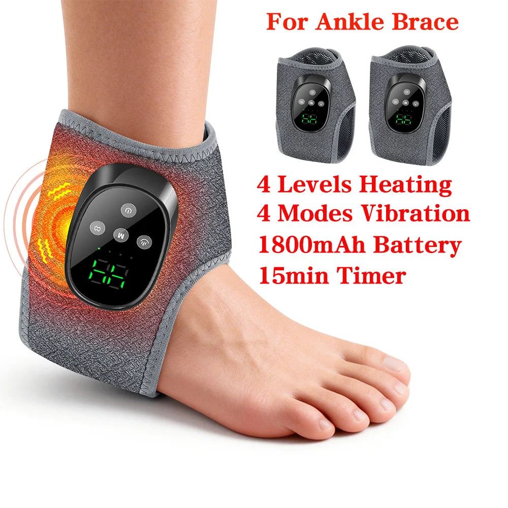 Electric Foot Heat Massager Hot Compress Vibration Health Care Ankle Massage Wrap for Joint Protection Ankle Support Brace