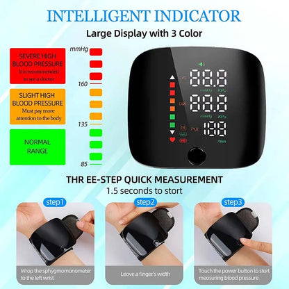 Rechargeable Wrist Blood Pressure Monitor Medical English Voice Digitlal Tensiometro Health Sphygmomanometer Tonometer
