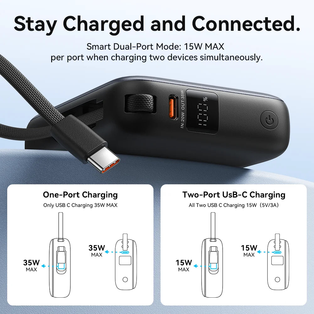 Vention 35W Mini Power Bank PD Fast Charge 10000mAh Portable PowerBank for iPhone 17 16 Pro Samsung S25 External Battery Charger