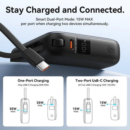Vention 35W Mini Power Bank PD Fast Charge 10000mAh Portable PowerBank for iPhone 17 16 Pro Samsung S25 External Battery Charger