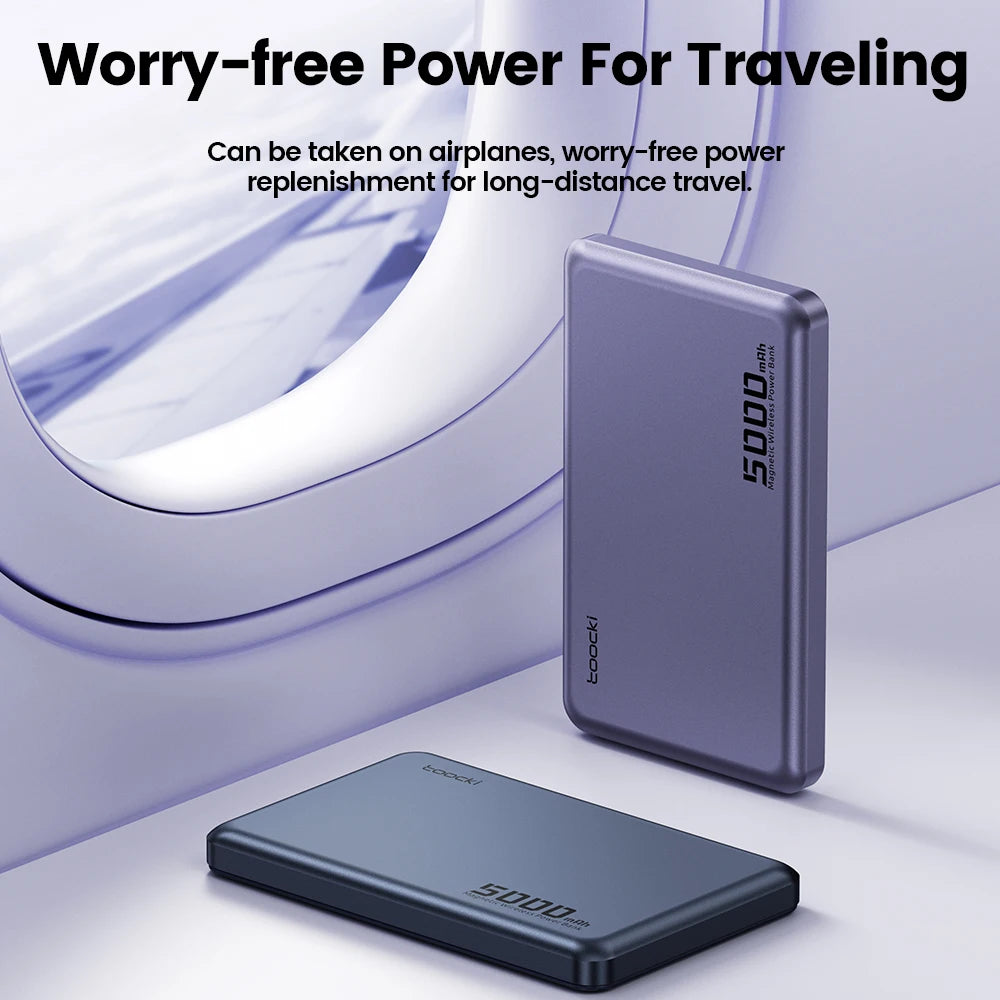 Toocki Magenetic PowerBank 5000mAh 15W Wireless Charging for Magsafe PD 20W Extenal Battery for iPhone 17 16 15 14 13 Pro Max