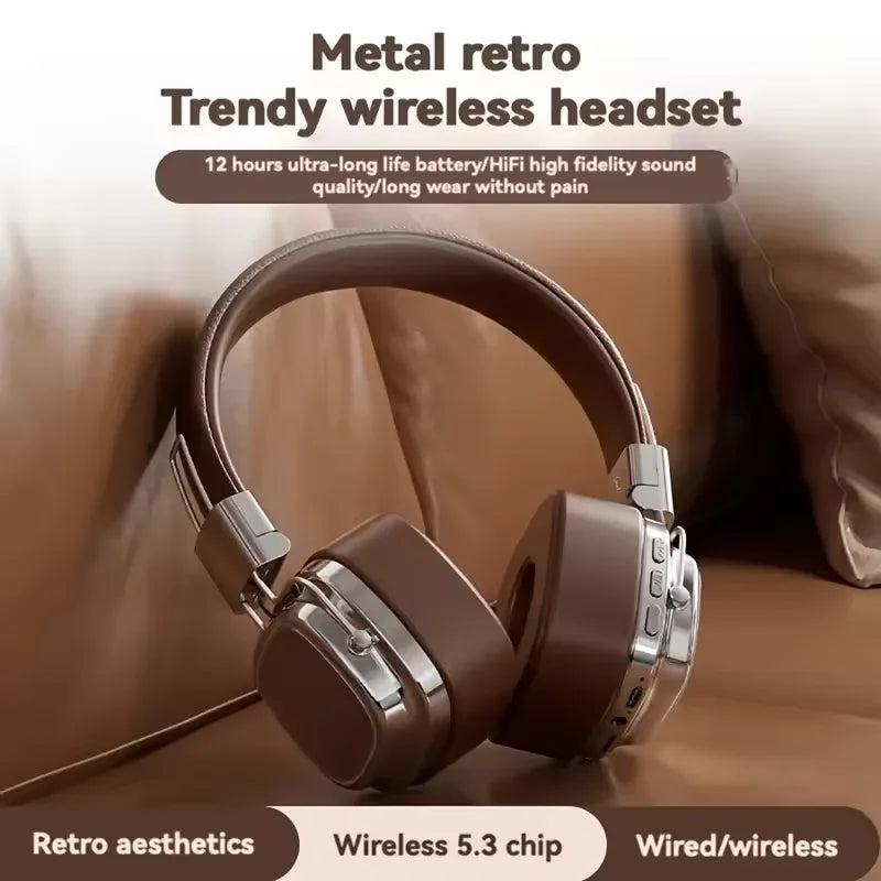 5.3 Foldable Wireless Bluetooth Headsets Headset Gamer Choice Retro Over Ear Headphones DJ Stereo Sounds Bluetooth