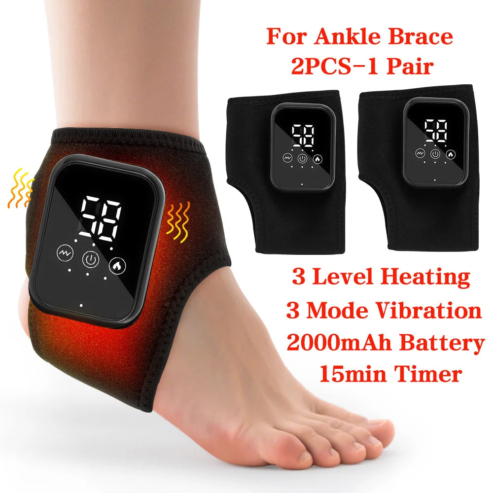 Electric Foot Heat Massager Hot Compress Vibration Health Care Ankle Massage Wrap for Joint Protection Ankle Support Brace