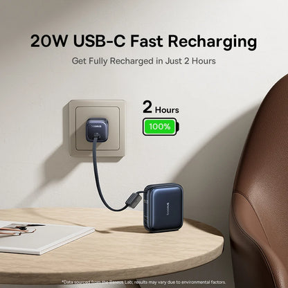 45W 10000mAh Mini Power Bank With Built-In USB-C Cable