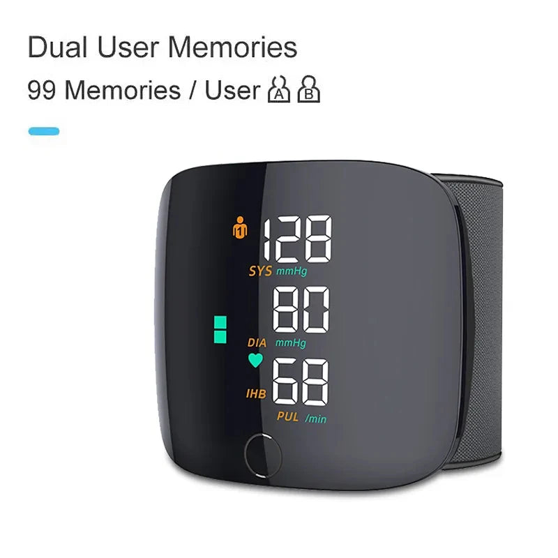 LED Wrist Blood Pressure Monitor with Voice Broadcast – Rechargeable Digital BP Monitor
