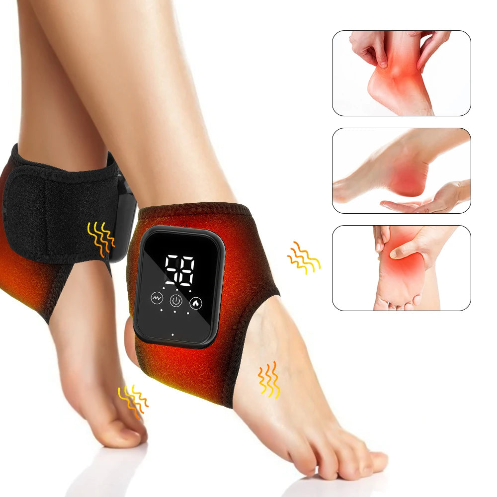 Electric Foot Heat Massager Hot Compress Vibration Health Care Ankle Massage Wrap for Joint Protection Ankle Support Brace