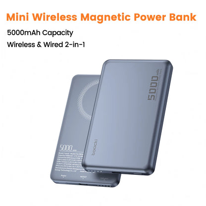 Toocki Magenetic PowerBank 5000mAh 15W Wireless Charging for Magsafe PD 20W Extenal Battery for iPhone 17 16 15 14 13 Pro Max