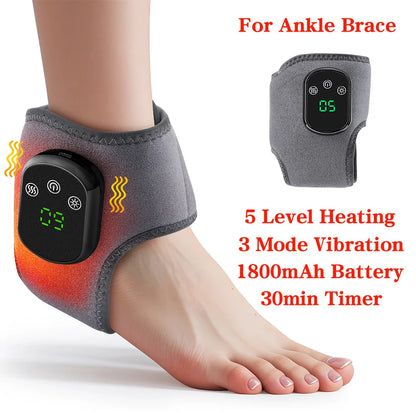 Electric Foot Heat Massager Hot Compress Vibration Health Care Ankle Massage Wrap for Joint Protection Ankle Support Brace