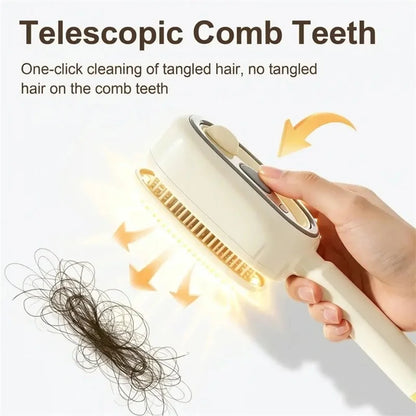 Electric Hair Brush for Anti-Frizz Detangling with Spray, Red Light Therapy & Retractable Teeth – Scalp Massage, Wet & Dry Use