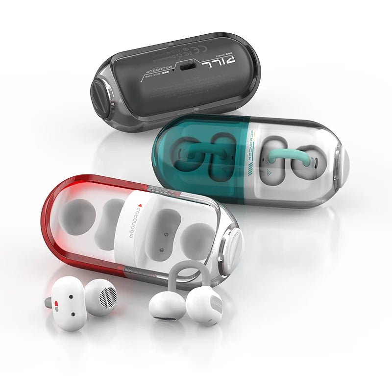 MOONDROP PILL OWS Open Ear Headphones Bluetooth 6.0 Hanging Earphones IPX4 Open Ear Clip Wireless Earbuds Built-in AI ENC Pill