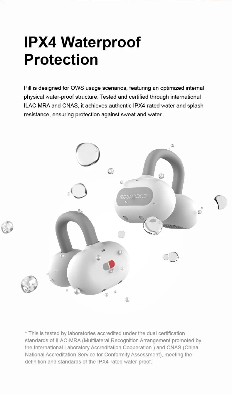 Open Ear Clip Wireless Earbuds Built-in AI ENC in Pill design