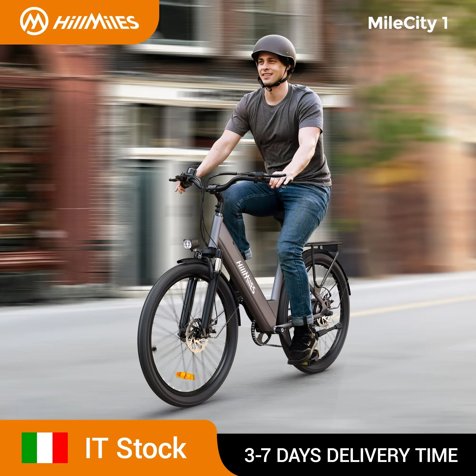 MileCity 1 26-Inch Step-Through Electric Bike, E-Bike with 120km Range, 250W Motor, 36V 13Ah Battery, 25km/h Top Speed, 7-Speed Gear Shift, Disc Brakes, Urban Commuter Electric Bicycle, Shipped from Italy