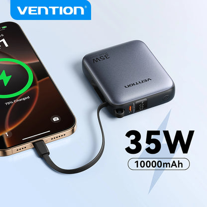 Vention 35W Mini Power Bank PD Fast Charge 10000mAh Portable PowerBank for iPhone 17 16 Pro Samsung S25 External Battery Charger