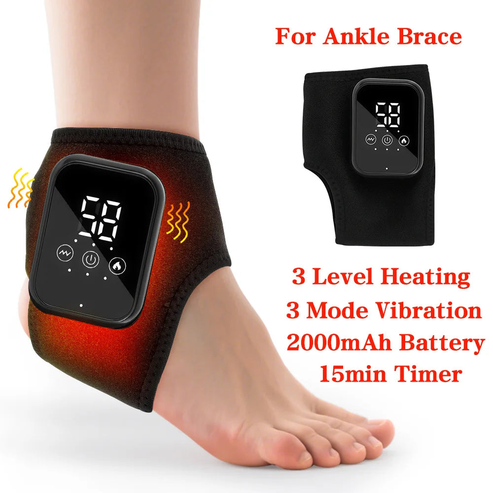 Electric Foot Heat Massager Hot Compress Vibration Health Care Ankle Massage Wrap for Joint Protection Ankle Support Brace