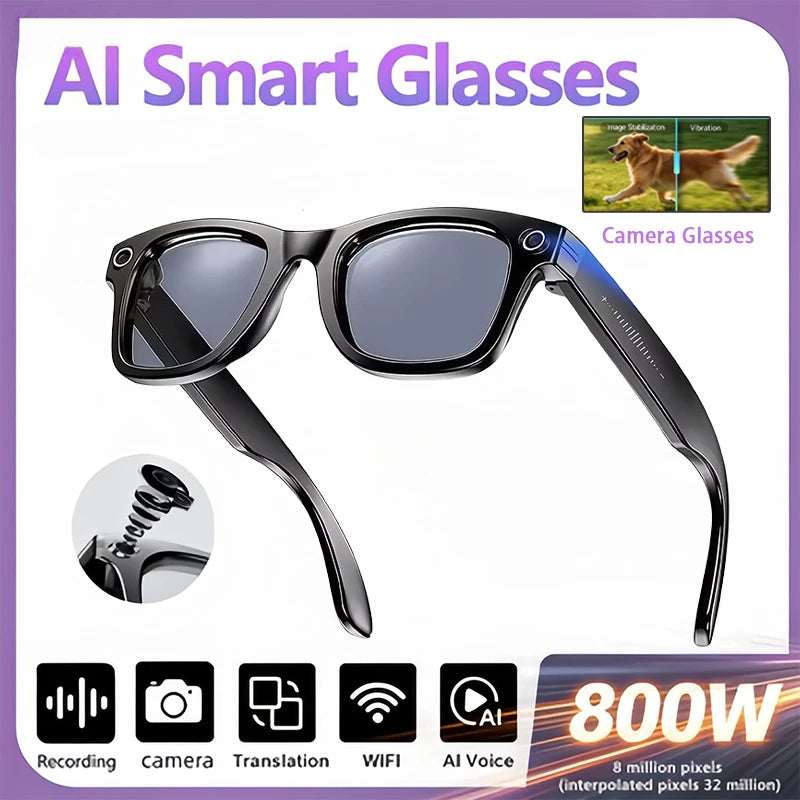 AI Smart Glasses with 8MP Camera Video Recording 100+ Languages Translation Sunglasses Bluetooth Call Music Play Men Women 2026